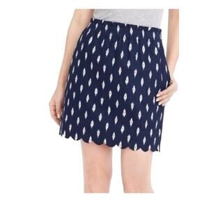 J.Crew Blue Ikat Linen Blend Sidewalk Skirt, Women's Size 12, NWOT
